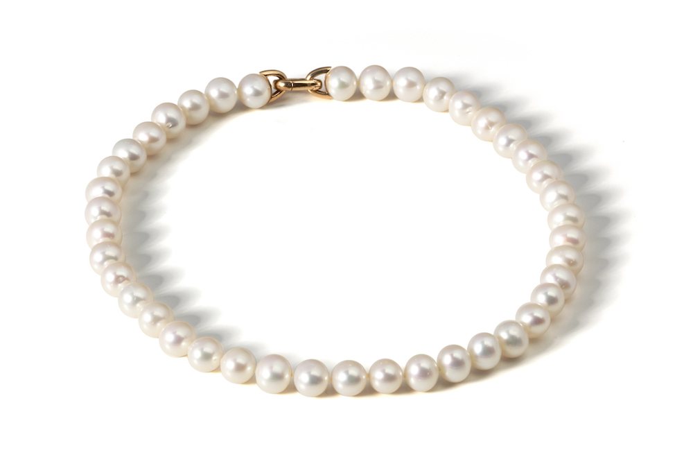 Parelcollier met gouden slot
